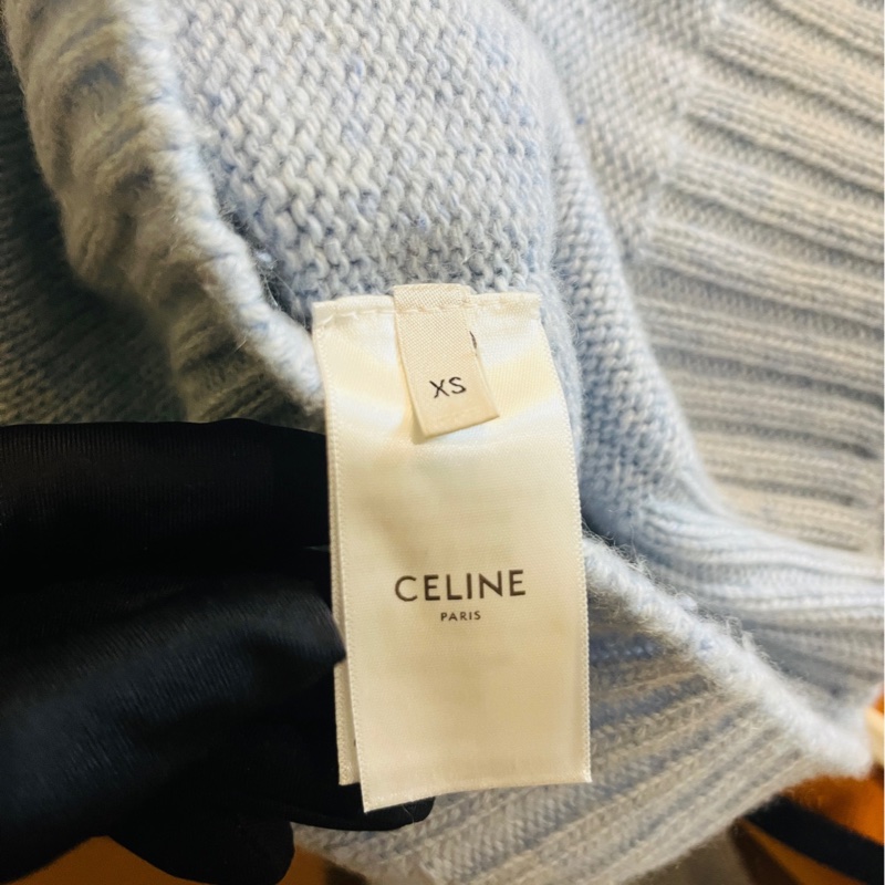 全新 CELINE/瑟琳 無縫山羊絨箱型圓領套頭寬松毛衣 海鹽藍色 上身超溫柔 春季新款-5