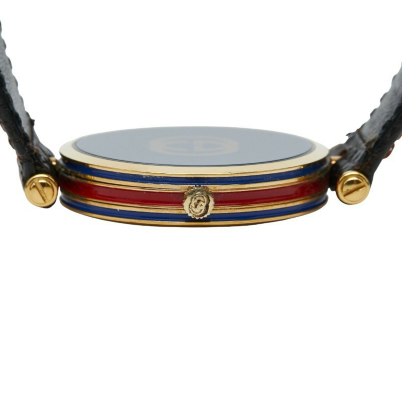 Gucci Sherry 系列石英腕錶，金色錶盤，不鏽鋼錶殼搭配皮革錶帶，女款-4