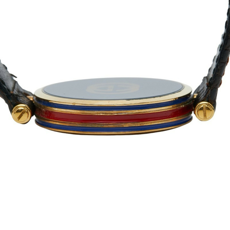 Gucci Sherry 系列石英腕錶，金色錶盤，不鏽鋼錶殼搭配皮革錶帶，女款-5