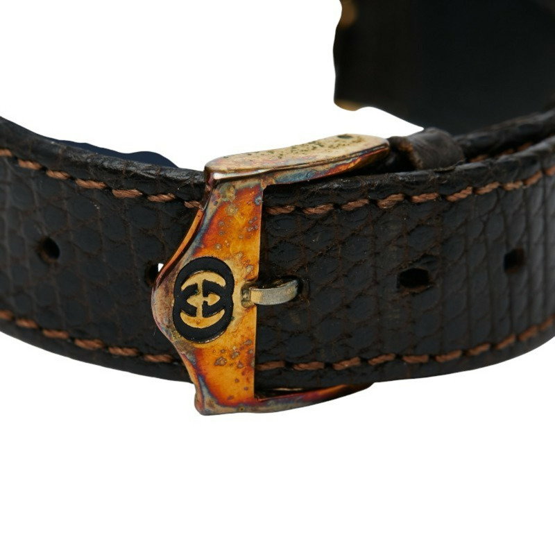 Gucci Sherry 系列石英腕錶，金色錶盤，不鏽鋼錶殼搭配皮革錶帶，女款-6