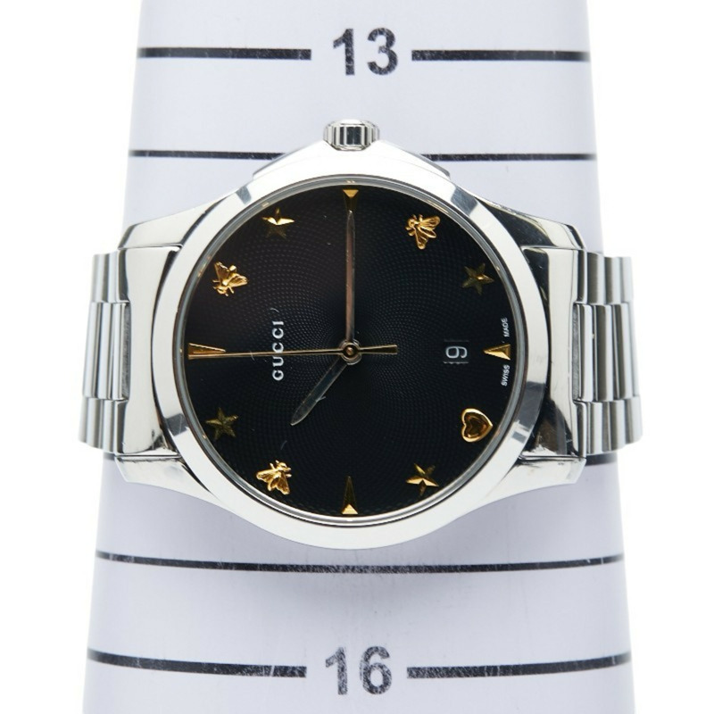 Gucci G-Timeless腕錶，飾有星星和蜜蜂圖案，126.4毫米石英機芯，黑色錶盤，不鏽鋼錶殼，男士款-9