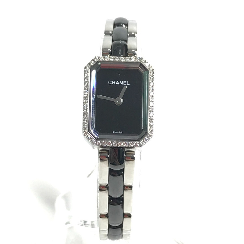 香奈兒 Premiere 女士腕錶 H2163，鑲鑽錶圈，不鏽鋼陶瓷錶殼，黑色-1