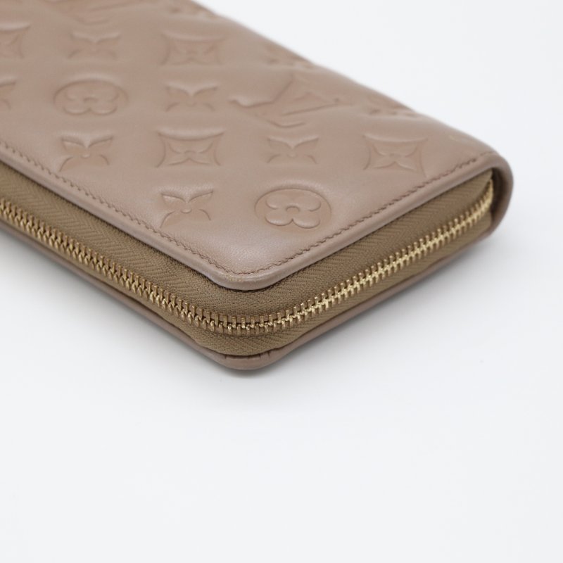 【專櫃已停售♥️僅存的閒置品】Louis Vuitton 路易威登 褐灰色 雲朵蓬彈 小羊皮 拉鍊長夾 拉鍊錢包 空間超大（多卡位、鈔票位、零錢位）-3