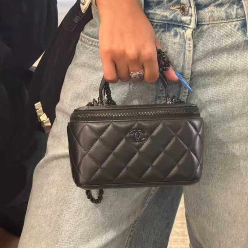 CHANEL24B soblack手柄化妝盒子包16*10*8 98新配件塵袋購證-0