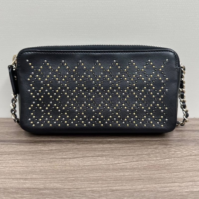 CHANEL黑色卯釘woc鏈條包18*9*3.5 98新配件塵袋-5