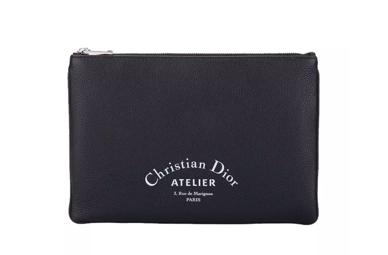 DIOR 黑色牛皮手拿包 皮革化妝包附盒 防塵袋 全新現貨-0