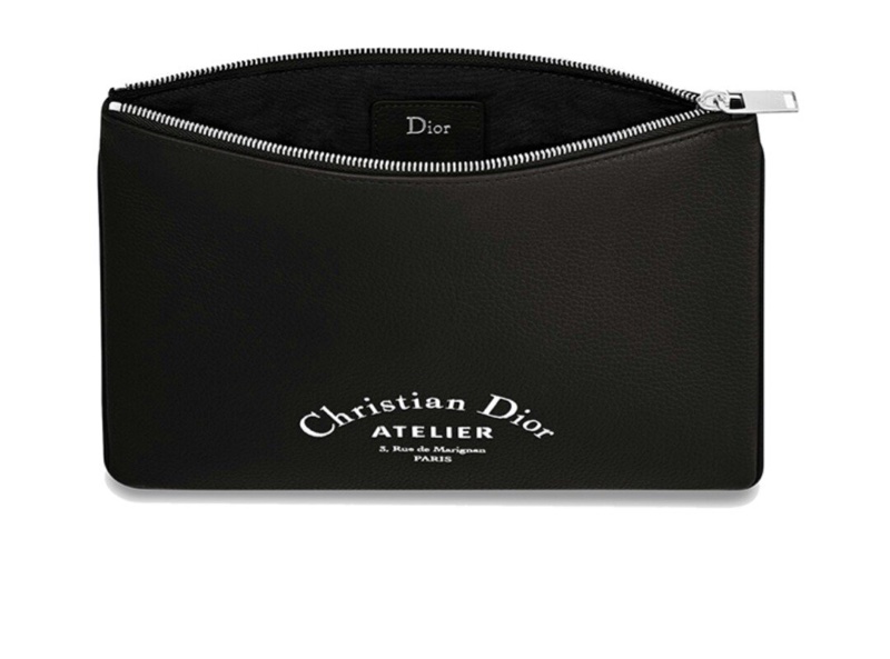 DIOR 黑色牛皮手拿包 皮革化妝包附盒 防塵袋 全新現貨-1