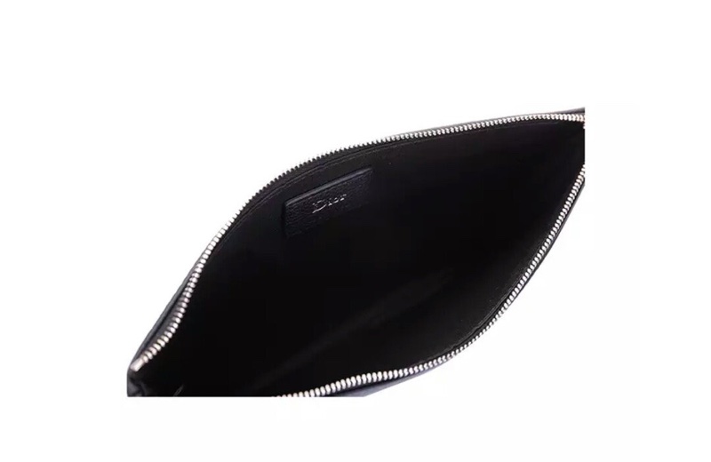 DIOR 黑色牛皮手拿包 皮革化妝包附盒 防塵袋 全新現貨-2