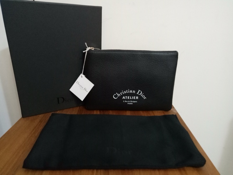 DIOR 黑色牛皮手拿包 皮革化妝包附盒 防塵袋 全新現貨-4