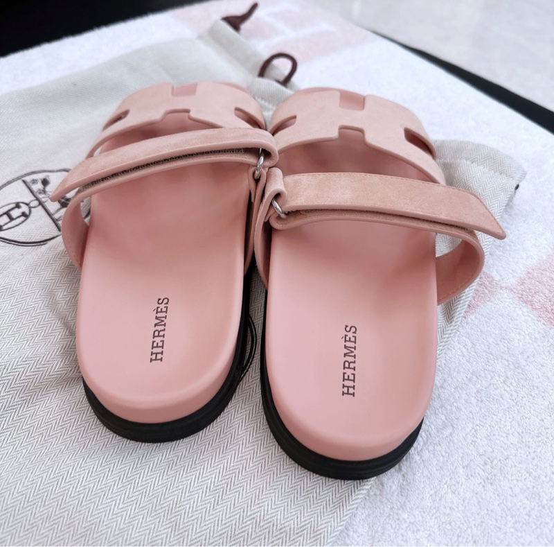 Hermes 愛馬仕 Chypre 二舅鞋/陶瓷粉/38號/全新美品-1