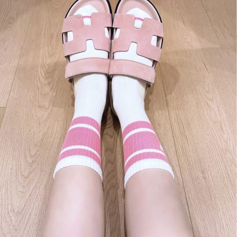 Hermes 愛馬仕 Chypre 二舅鞋/陶瓷粉/38號/全新美品-3