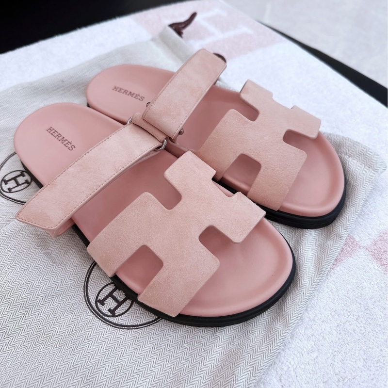 Hermes 愛馬仕 Chypre 二舅鞋/陶瓷粉/38號/全新美品-5