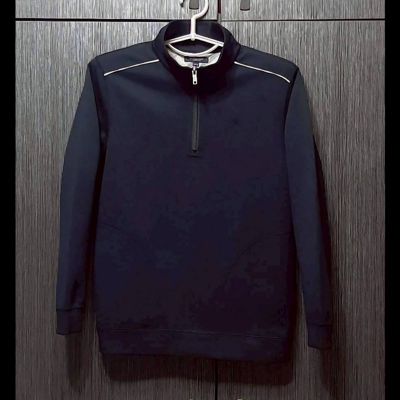 BURBERRY 博柏利 LONDON 戰馬 女黑色拉鍊半開襟長袖上衣160A-0