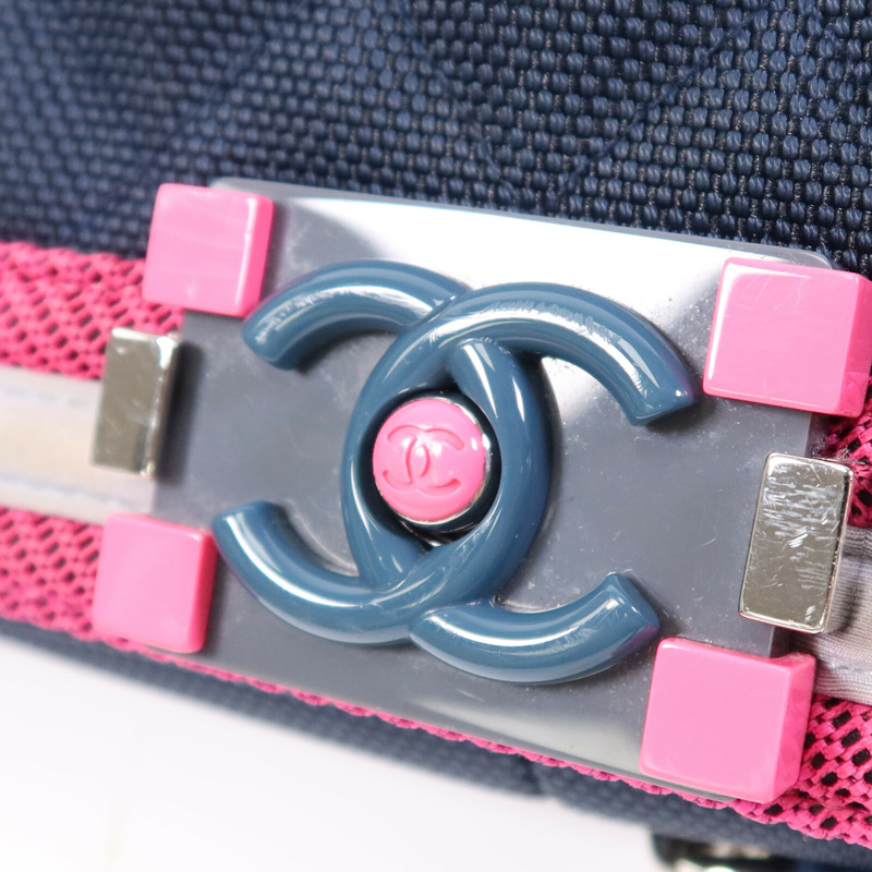 CHANEL 帆布Boy 25銀扣鏈帶肩背袋-8