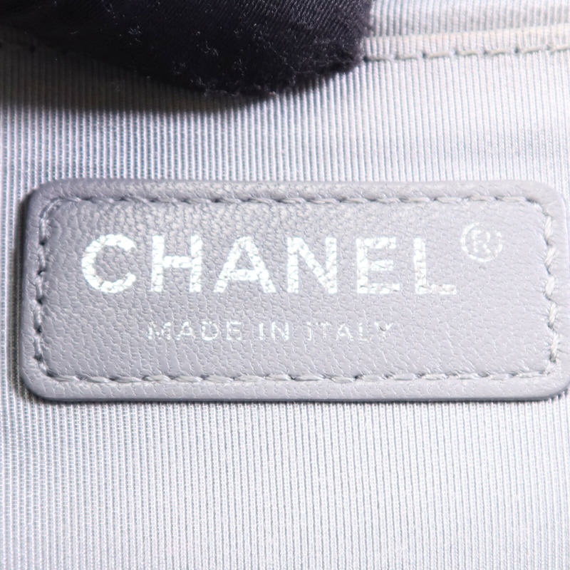 CHANEL 帆布Boy 25銀扣鏈帶肩背袋-12