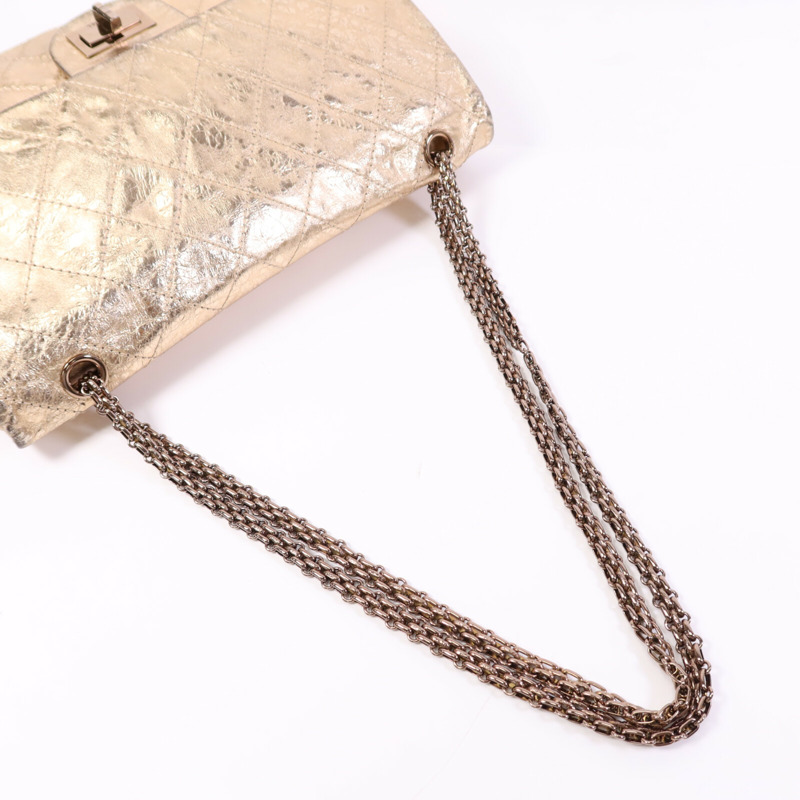 CHANEL 牛皮皮革2.55金扣鏈帶肩背袋-8