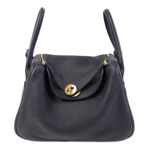 HERMES Clemence皮革Lindy 26金扣手挽肩背兩用袋Noir