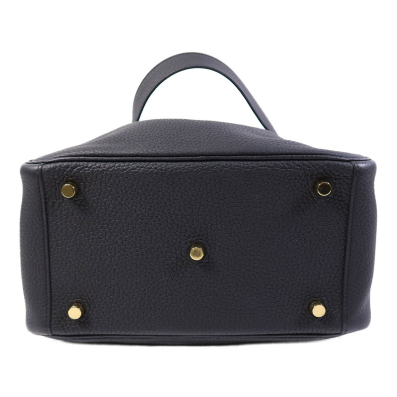 HERMES Clemence皮革Lindy 26金扣手挽肩背兩用袋Noir-3