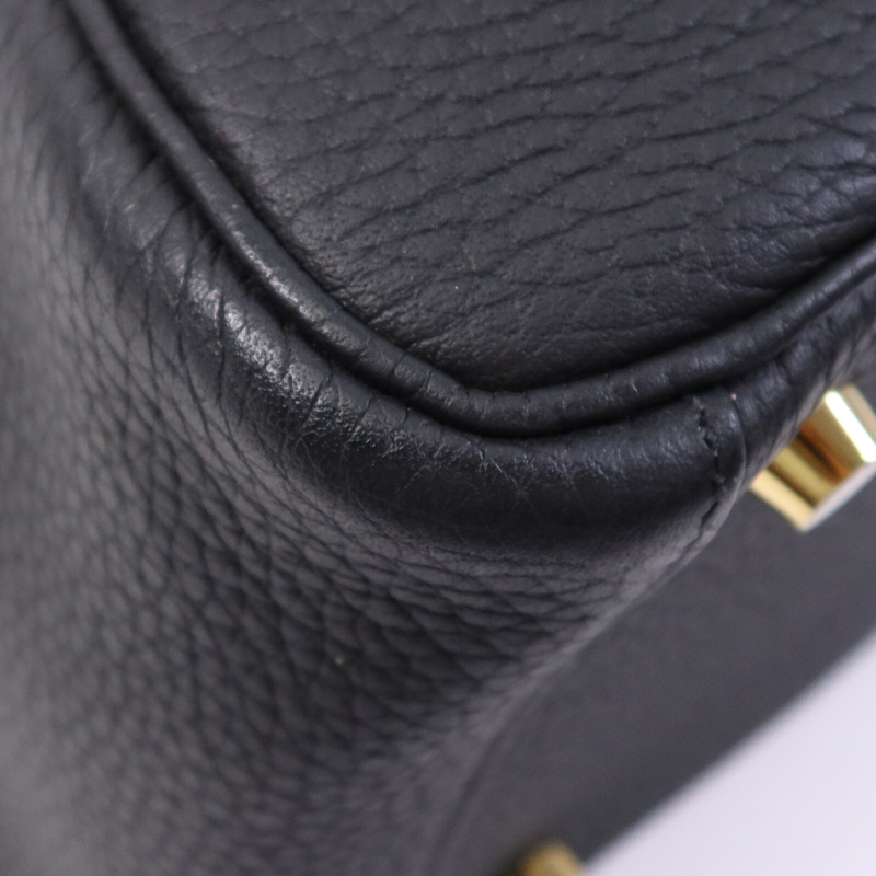 HERMES Clemence皮革Lindy 26金扣手挽肩背兩用袋Noir-5