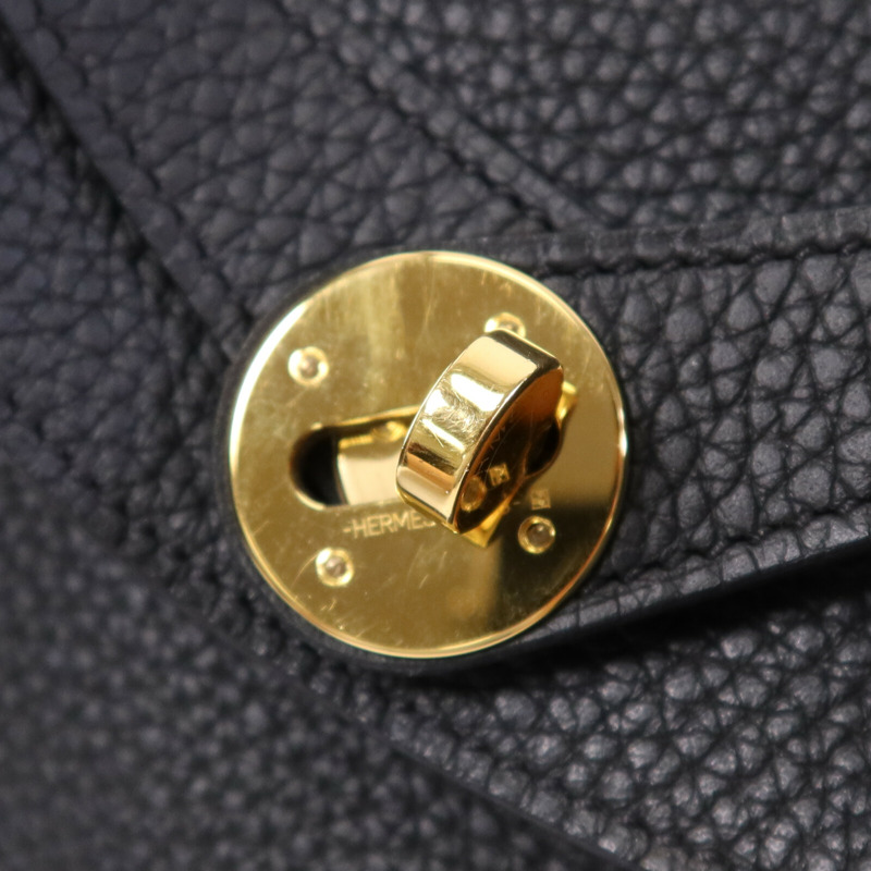 HERMES Clemence皮革Lindy 26金扣手挽肩背兩用袋Noir-9