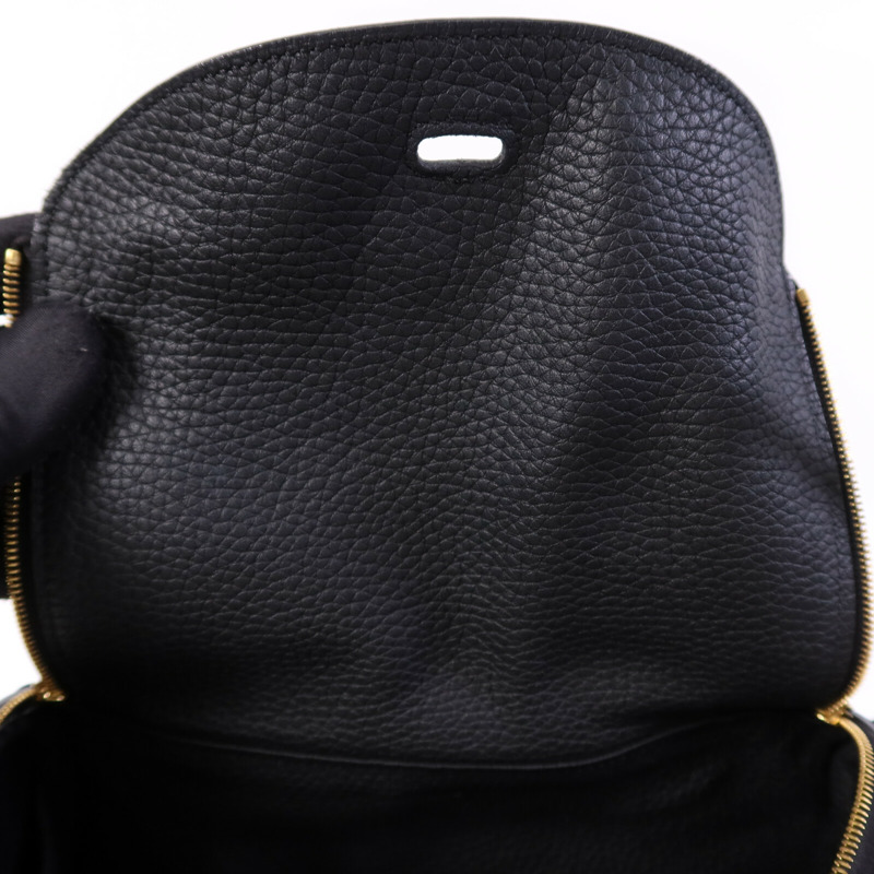 HERMES Clemence皮革Lindy 26金扣手挽肩背兩用袋Noir-10