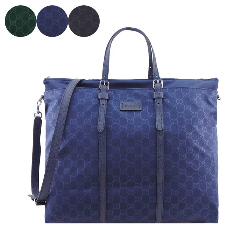GUCCI經典雙G尼龍斜背包 三用手提 肩背包(藍)全新-2