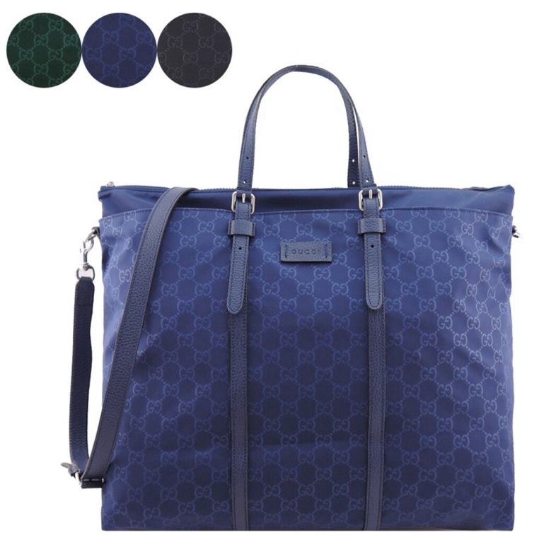 GUCCI經典雙G尼龍斜背包 三用手提 肩背包(藍)全新-4