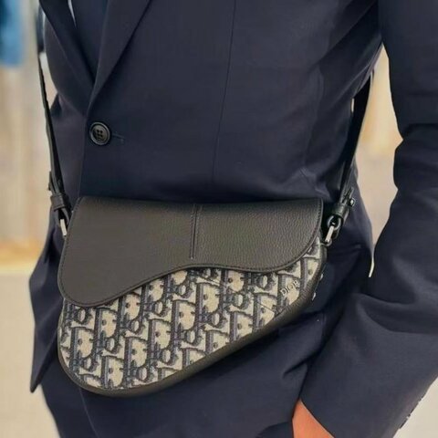 DIOR老花新款 miniSoftSaddle馬鞍包20*14*6 99新配件塵袋