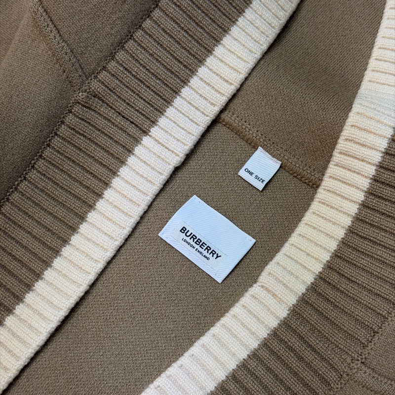 BURBERRY英國典藏米色徽標圖案連帽披肩ONE SIZE-4