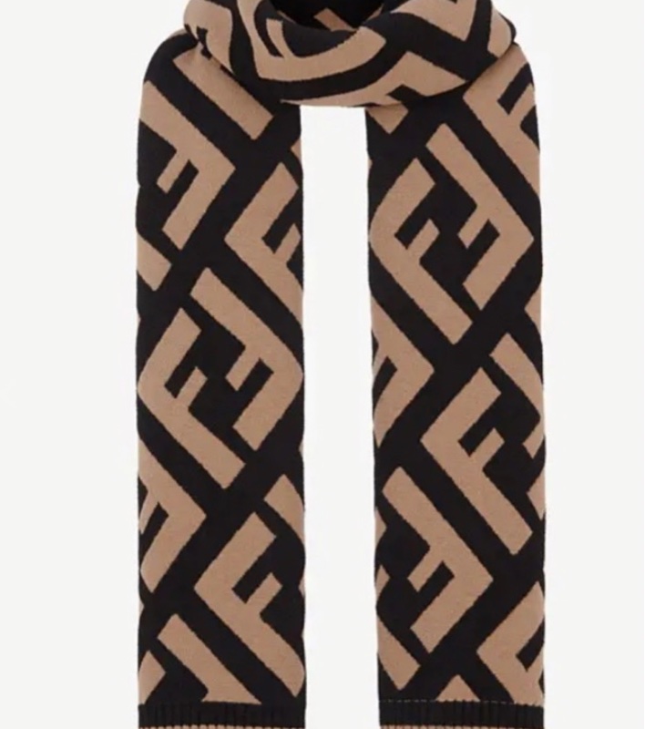 FENDI 芬迪Logo圍巾 拼色羊毛人造絲披肩 全新現貨義大利製-0