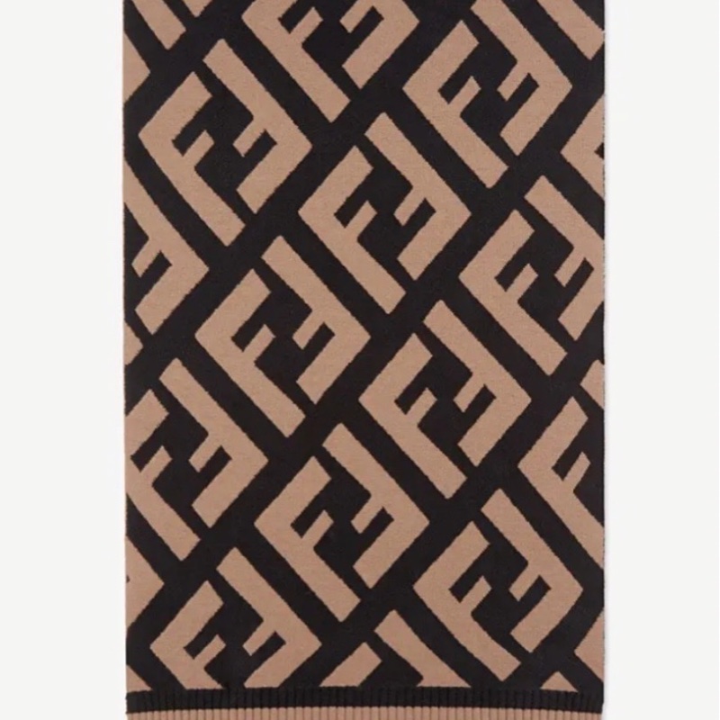 FENDI 芬迪Logo圍巾 拼色羊毛人造絲披肩 全新現貨義大利製-1