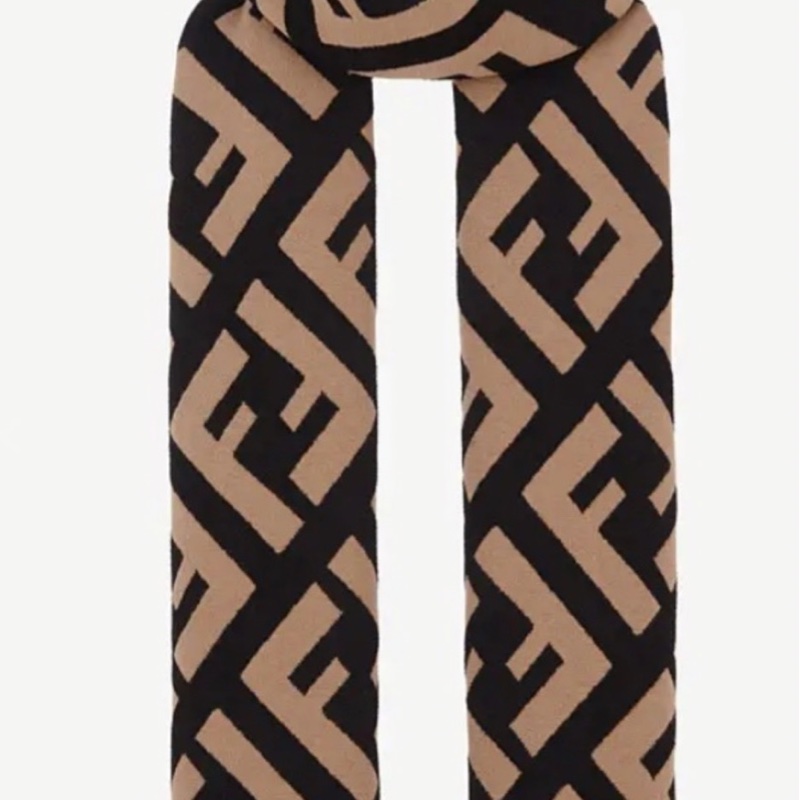 FENDI 芬迪Logo圍巾 拼色羊毛人造絲披肩 全新現貨義大利製-4