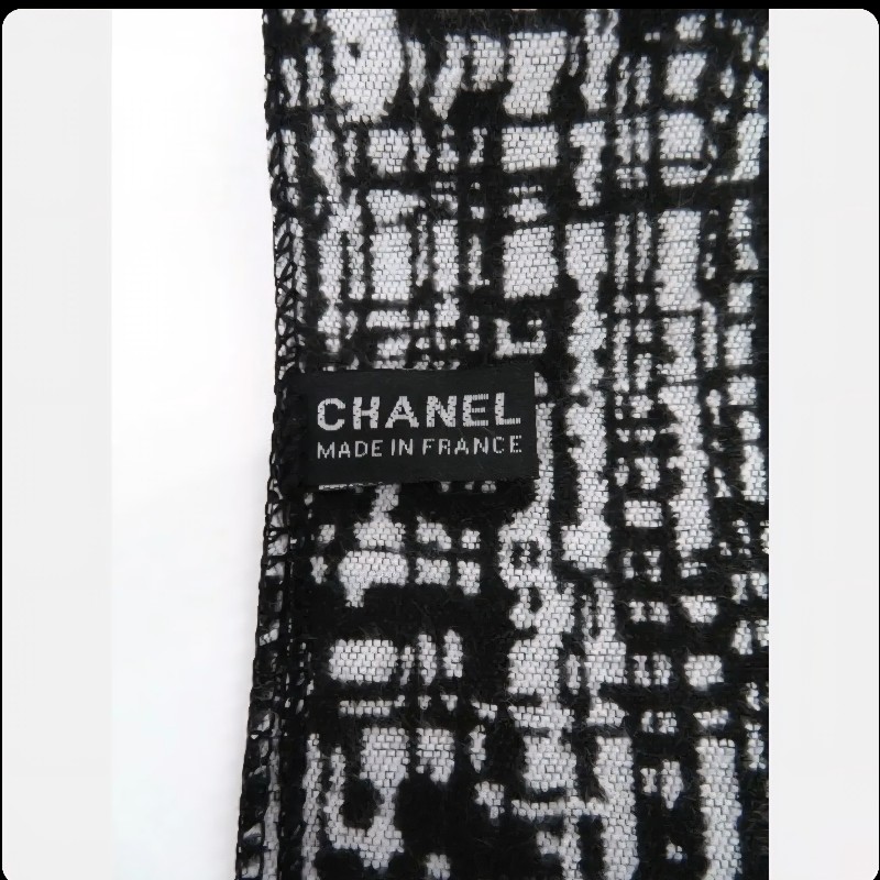 chanel 羊絨真絲混紡圍巾 高貴大方 毛呢編織圖案  vip贈品-9