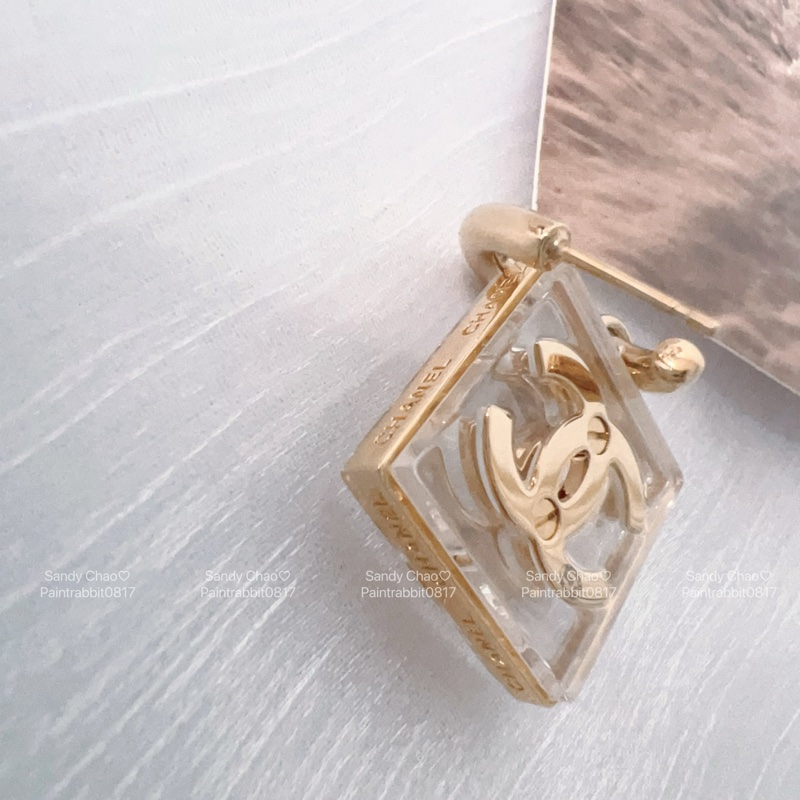 ෆ Chanel 23S透明方塊壓克力耳環-16