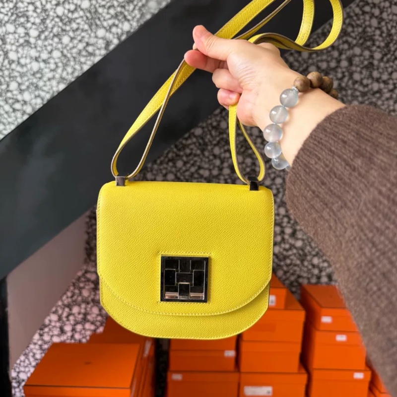 愛馬仕 檸檬黃馬賽克mini 銀扣ep-0
