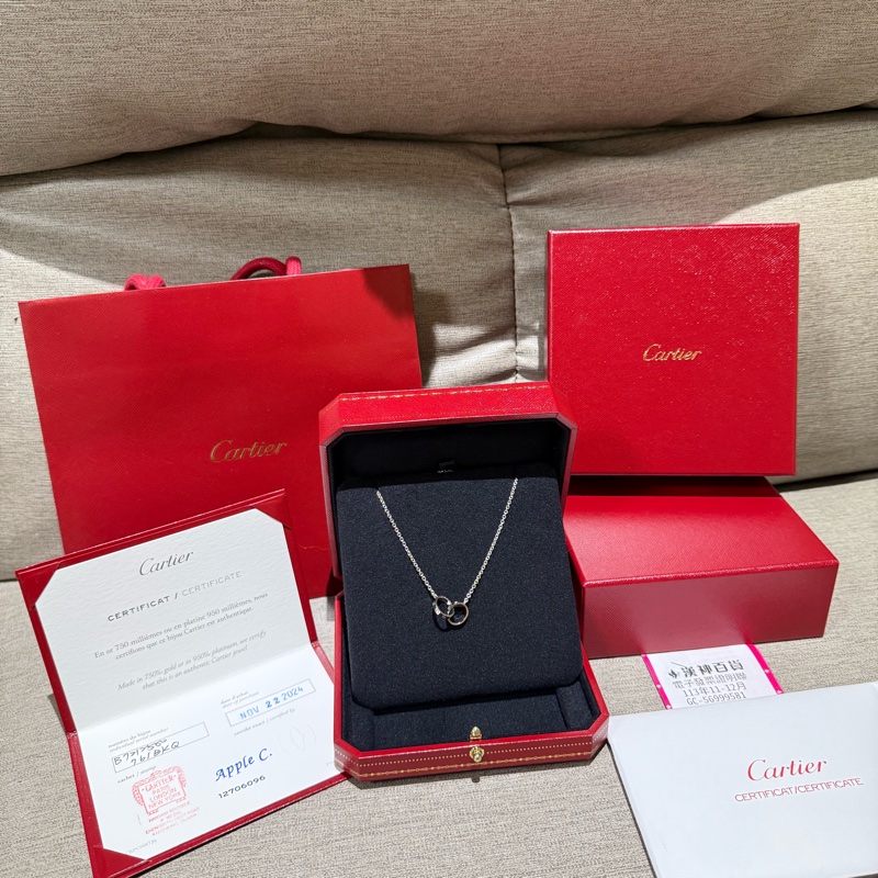 卡地亞 全新 白金 雙環項鍊 Love系列 台灣專櫃購入-0