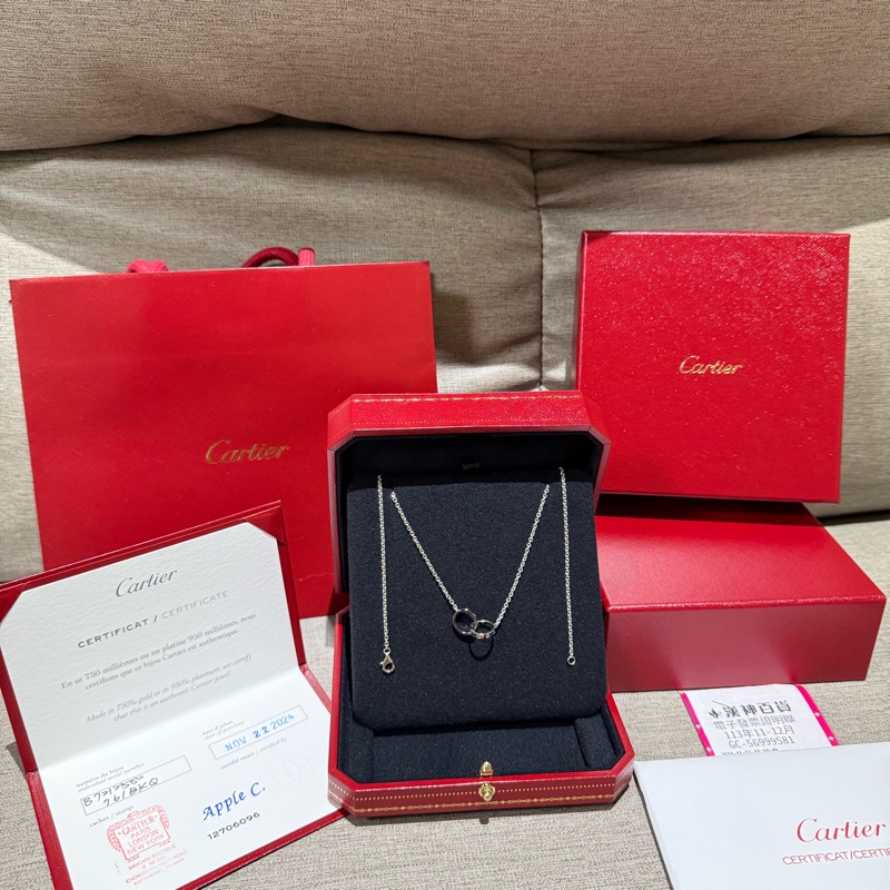 卡地亞 全新 白金 雙環項鍊 Love系列 台灣專櫃購入-1