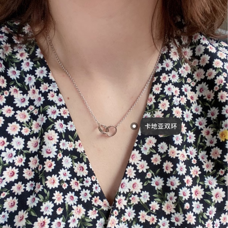 卡地亞 全新 白金 雙環項鍊 Love系列 台灣專櫃購入-2