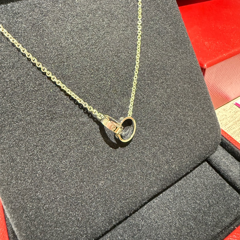 卡地亞 全新 白金 雙環項鍊 Love系列 台灣專櫃購入-5