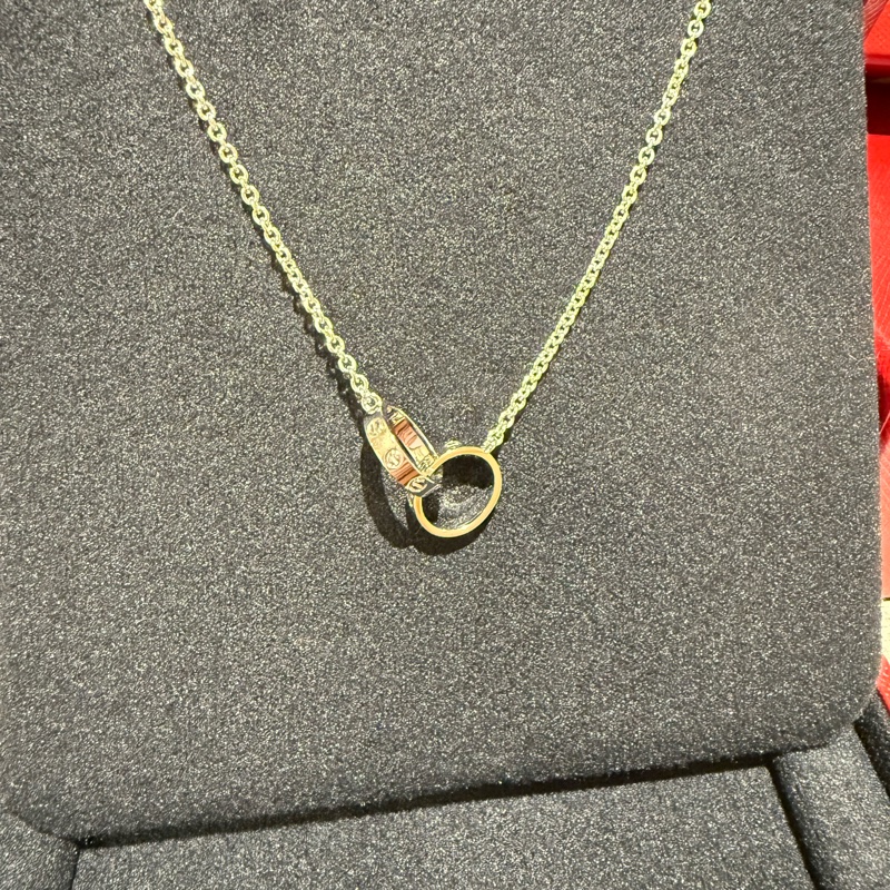 卡地亞 全新 白金 雙環項鍊 Love系列 台灣專櫃購入-6