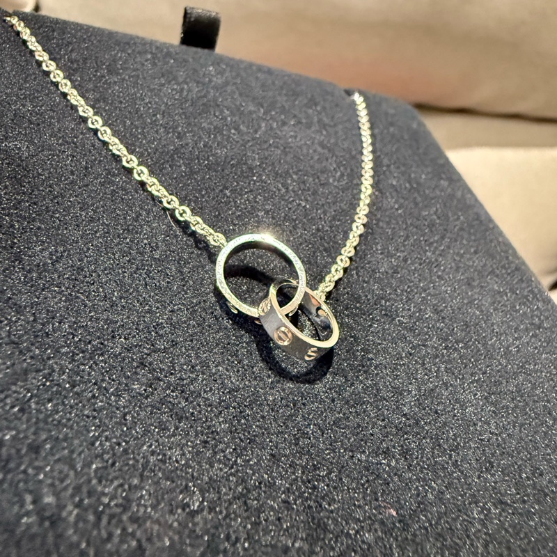 卡地亞 全新 白金 雙環項鍊 Love系列 台灣專櫃購入-7