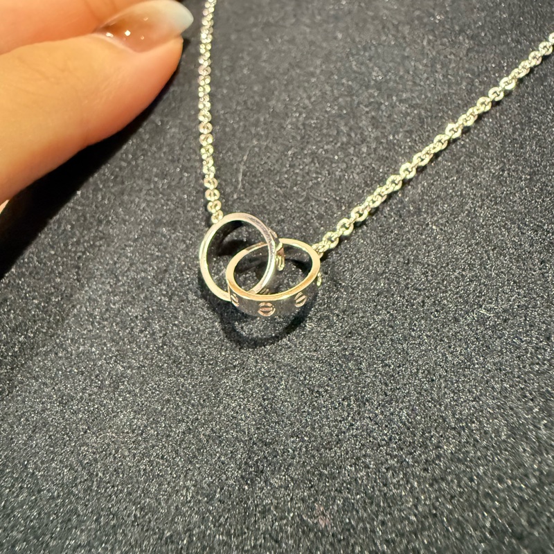 卡地亞 全新 白金 雙環項鍊 Love系列 台灣專櫃購入-8