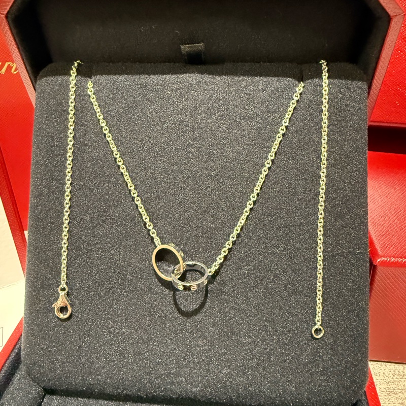 卡地亞 全新 白金 雙環項鍊 Love系列 台灣專櫃購入-9