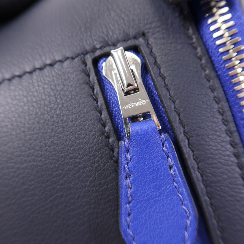 HERMES Swift皮革Cityslide Belt PM銀扣腰包Bleu Indigo/Bleu Electrique-9