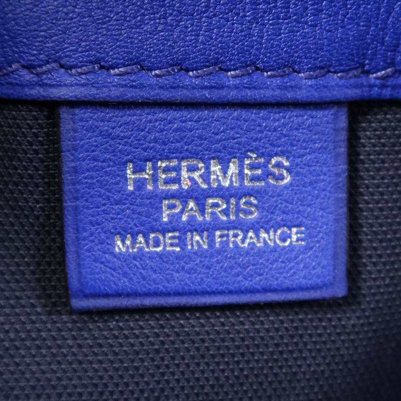 HERMES Swift皮革Cityslide Belt PM銀扣腰包Bleu Indigo/Bleu Electrique-12
