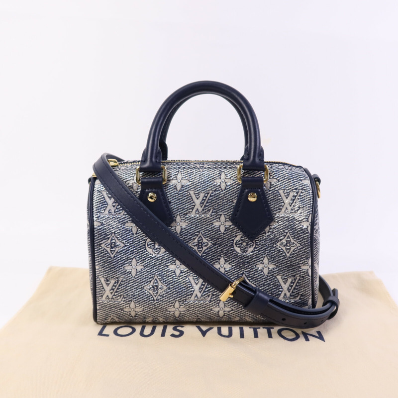 LOUIS VUITTON Monogram Laminated Jacquard Speedy Bandoulière 20金扣手挽肩背兩用袋-13