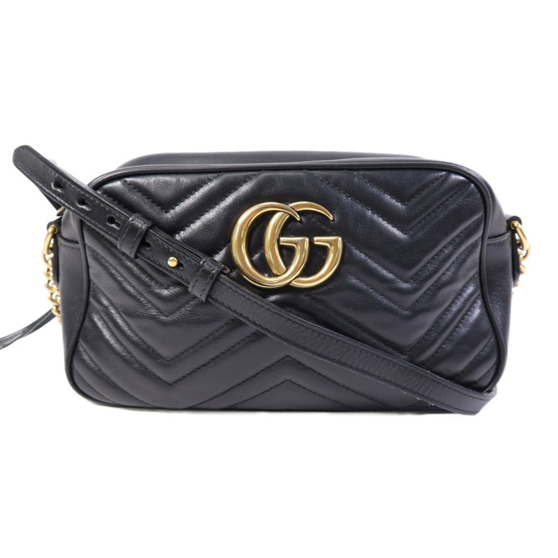 GUCCI 牛皮皮革GG Marmont Small金扣鏈帶肩背袋-0