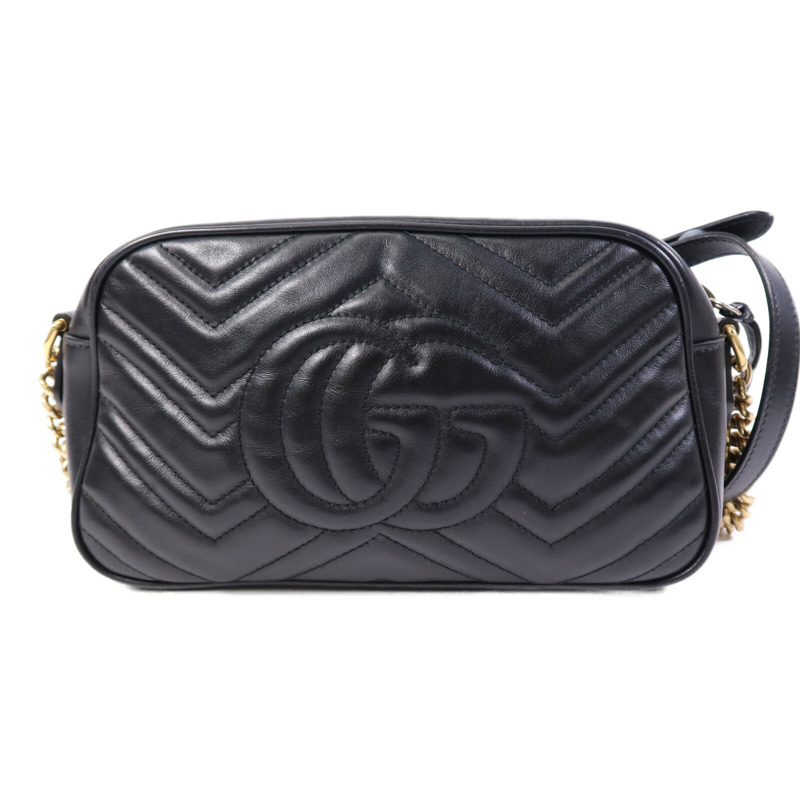 GUCCI 牛皮皮革GG Marmont Small金扣鏈帶肩背袋-1