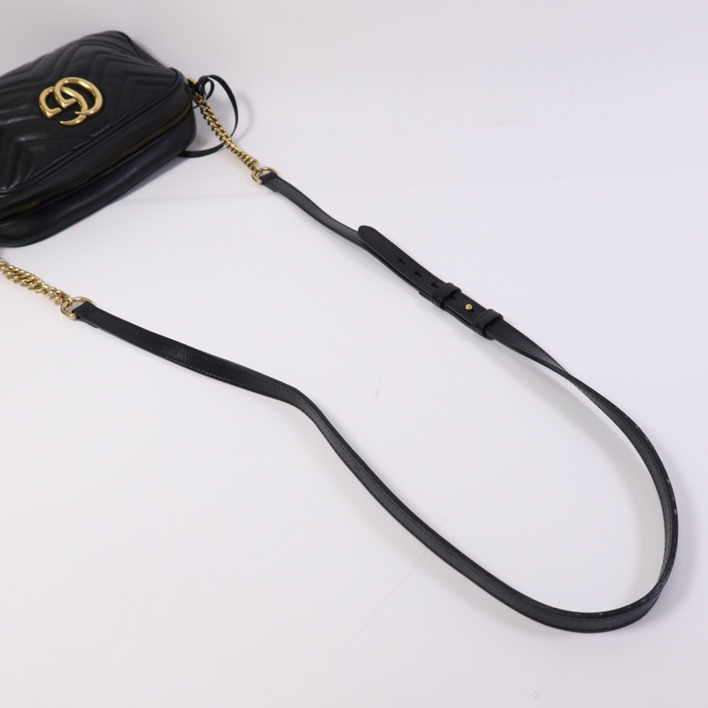 GUCCI 牛皮皮革GG Marmont Small金扣鏈帶肩背袋-9