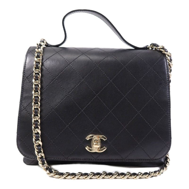 CHANEL 羊皮皮革Chain Shoulder Bag金扣鏈帶肩背袋-0